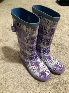 LL Bean Wellie Purple Wash Rubber Rainboots Youth Size 4 Style 255761 *see Tread - Picture 1 of 10