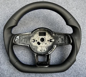 black leather Steering Wheel fit For Volkswagen MK7 Golf 7 R GTI Jetta 2015-2021 - Picture 1 of 9