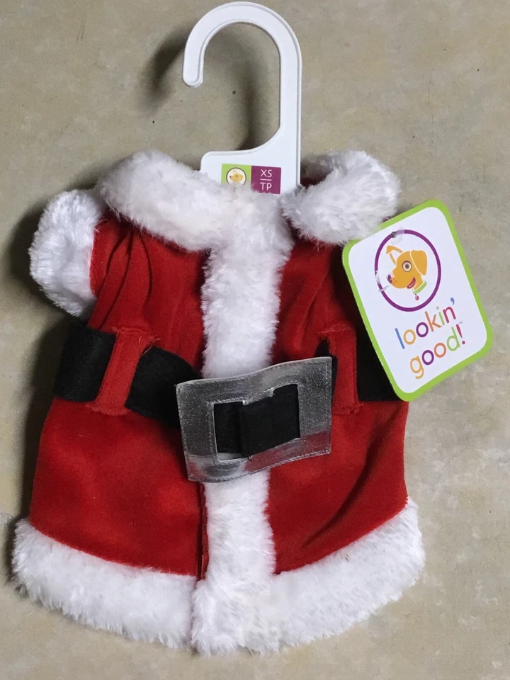 LOOKIN' GOOD Red Velvet CHRISTMAS "SANTA" Jacket Puppy/Dog XS - Image 1 of 1