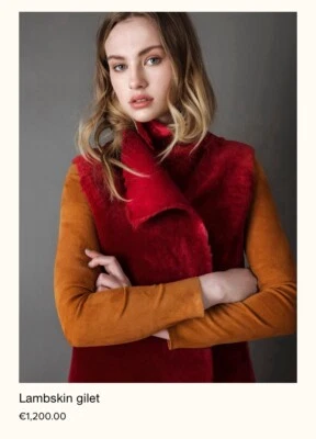 Red Sheepskin Gilet Shearling Vest Suede Leather Lambskin M 12 40 US8 - Image 1 of 4