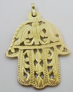 Vintage Handarbeit 9 Karat Gold Tunesische Hamsa - Hand von Fatima - Bild 1 von 4