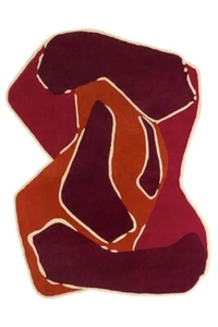 Hand-tufted Green color area rug for bedroom wool rug modern Shaped rug red 8x10 - Picture 1 of 16