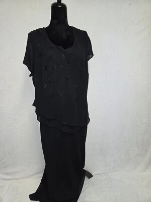 Платье Positive Attitude размер 18 черное последовательность цельное винтажное с подкладкой  - Изображение 1 из 4