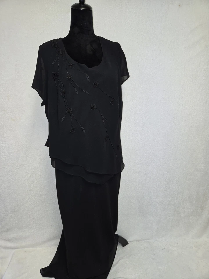 Vestido Positive Attitude Talla 18 Negro Secuencia Una Pieza Forrado De Colección  Foto 1 de 4