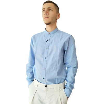 Camicia uomo GIANNI LUPO misto cotone slim fit collo coreano e bottoni a contras - Immagine 1 di 4