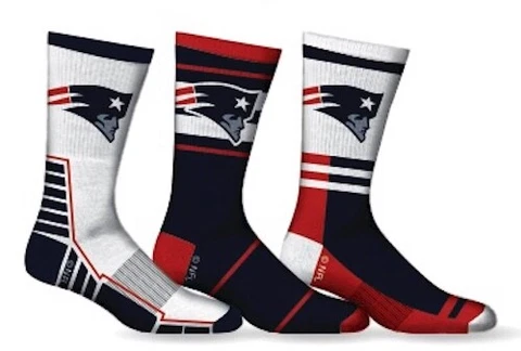 New England Patriots Socks 3 Pack Crew Length NFL Football Fits Men Shoe Sz 7-12 Cover