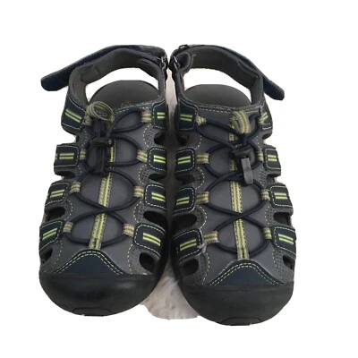 Khombu Grey/Lime Green Sandals with Adjustable Strap Size 4Y - Image 1 of 4