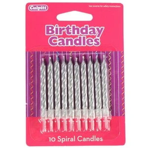 Birthday Cake Candles Pack 20 Silver Spiral Party Celebration Topper - Picture 1 of 1