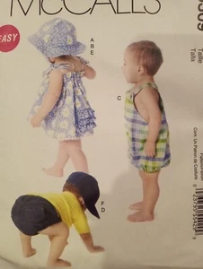 UC Size S-XL Infant Baby Dress Romper Diaper Cover Sewing Pattern McCall's M6309 - Picture 1 of 3