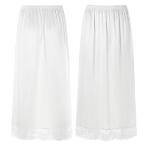 DE Damen Unterrock Lingerie Kurz Lang Halbrock Unterkleid Mit Spitze Underskirt - Bild 1 von 88