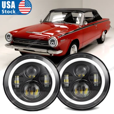 Par de faros LED de 7 pulgadas para Dodge Dart 1964-76 DOT de haz alto + bajo para Ford Foto 1 de 4