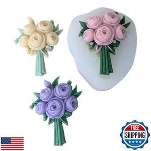 3D Flower Bouquet Candle Soap Silicone Molds Fondant Chocolate Candy Cake Dec - Picture 1 of 5