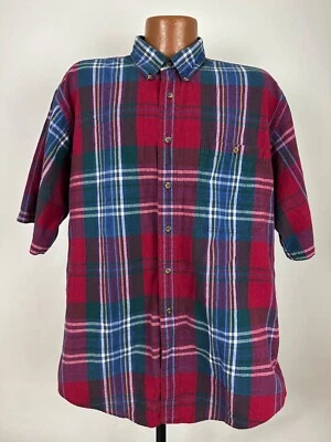 Vintage 90s Roundtree Yorke Shirt Men L Short Sleeve Button Plaid Outdoor Casual - Image 1 of 4