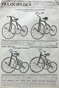 Antikes Velocipedes Dreirad Fahrrad Kunst Katalog Seite Oldtimer Druck Anzeige 1920 - Bild 1 von 3