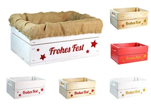 Holzkiste Weihnachten Glitter Druck Frohes Fest verschiedene Farben und Einlage - Bild 1 von 6