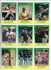 Jose Canseco Athletics 1988-89 Star Company Nova Set (9) 1989 GLOSS RARE