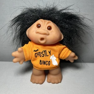 Rare Vintage 1986 Dam GHOSTLY BINGO Troll Doll with Black Hair and Orange Eyes - Picture 1 of 8