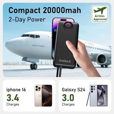 Banco de alimentación 20000 mAh 45 W carga portátil batería externa respaldo para teléfono celular Foto 1 de 4