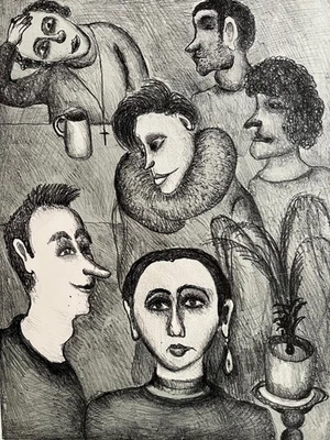 Kurt Mühlenhaupt Signierte numm. Original Lithographie - "Party in Kreuzberg" - Bild 1 von 4