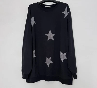 Sudadera Zara Negra Grande Ligera Con Estrellas Hombros Caídos Mediana Foto 1 de 4