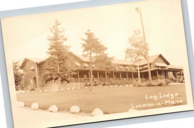 Log Lodge Lucerna-In-Maine Dedham campamento de caza foto real postal RPPC Foto 1 de 2