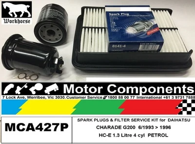KIT DE SERVICIO DE BUJÍA Y FILTRO para DAIHATSU CHARADE G200 HC-E 1.3L 6/93 > 1996 Foto 1 de 3