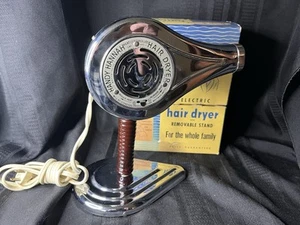 Asciugacapelli elettrico vintage pratico Hannah con base cromata in scatola originale anni '50 retrò - Foto 1 di 12