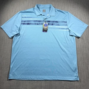 Callaway Polo Shirt Mens 2XL Blue Opti Dri Golf Performance Striped Short Sleeve - Picture 1 of 6