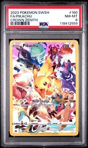 PSA 8 PIKACHU (SECRET) 160/159 CROWN ZENITH HOLO FULL ART - Picture 1 of 2