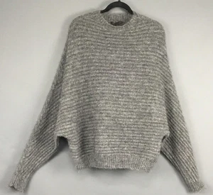 Maje Sweater Womens Medium Gray Batwing Dolman Fuzzy Mohair Alpaca Made in Italy - Picture 1 of 11