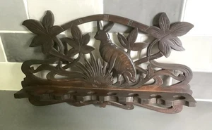 Antique / Vintage Black Forest Carved Wooden Smoking Pipe Rack Holder Stand - Picture 1 of 19