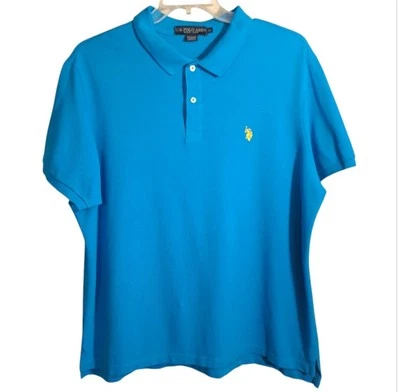 U.S Polo Assn. Men's Polo Shirt XXL Sky Blue Short Sleeve 100% Cotton Classic - Image 1 of 4