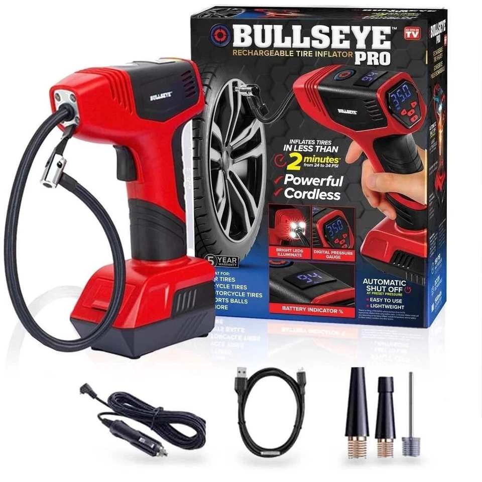 Bullseye Pro 150 PSI Tire Inflator Air Compressor - Red (9475)