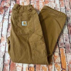 Boys Carhartt CK8316 Loose Fit Flannel-Lined Utility Boot-Cut Pants Size 12 - Picture 1 of 11