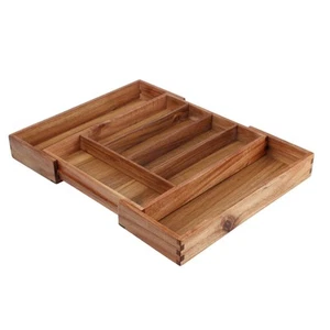 Expandable Wooden Cutlery Tray Organiser | Cutlery Drawer Organiser - 28 to 45cm - Picture 1 of 5