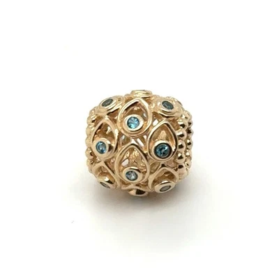 Pandora 14k Gold Ocean Treasures Blue Topaz Charm 750817TPP Authentic Retired - Image 1 of 2