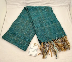 Handmade Alpaca Knitted Scarf Teal Green New w/ Tag - Picture 1 of 2