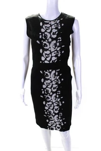 Giambattista Valli Womens Black Printed Crew Neck Sleeveless Shift Dress Size S - Picture 1 of 8