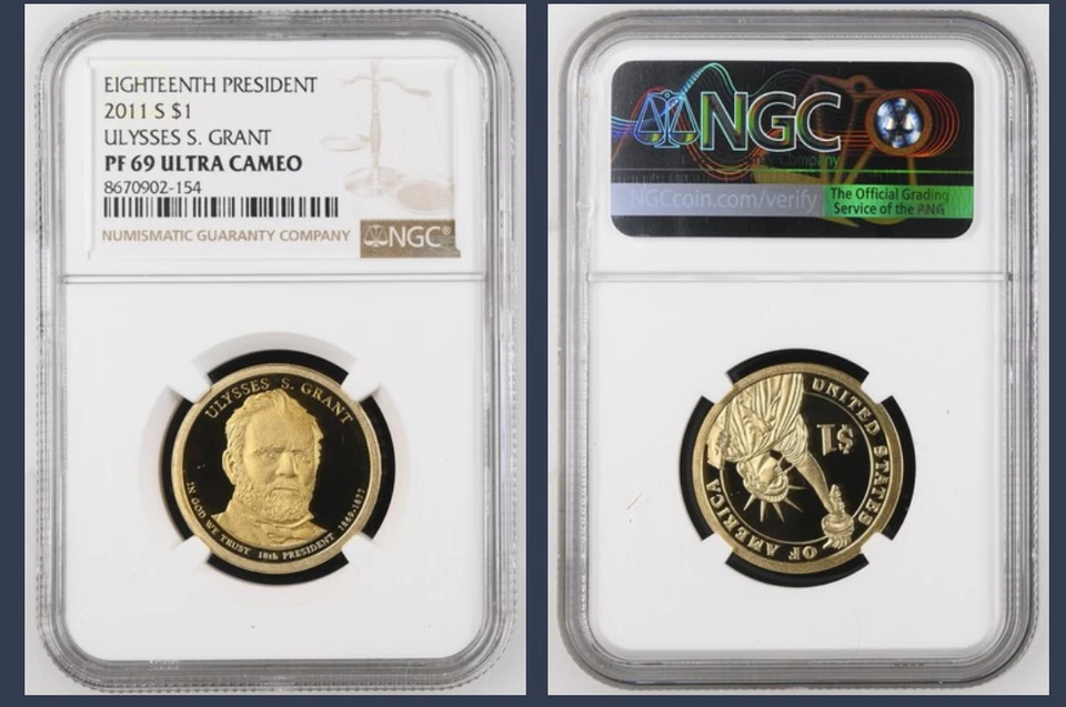 2011-S $1 Ulysses S. Grant Proof Dollar – NGC PF69 Ultra Cameo President Dollar - Image 1 of 1