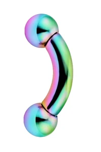2g 5/8 Rainbow Curved 10mm Ball Barbell SS 316L PA Reverse Prince Albert Gift - Picture 1 of 6