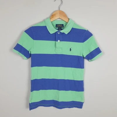 Polo Ralph Lauren Polo Shirt Boys 8 Green Blue Stripe Classic Designer Preppy - Image 1 of 4