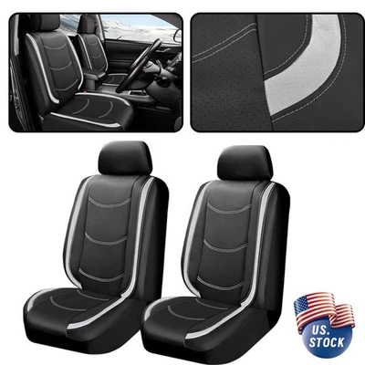 For Hyundai Veloster / Veloster N Black+Silver Leather Front Seat Cover Full Set - Изображение 1 из 4