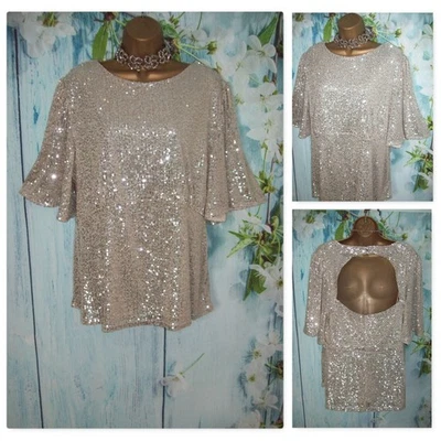 Next Sequin Top Size 20 Gold Champagne Sparkly Party Christmas Occasion NEW - Image 1 of 4
