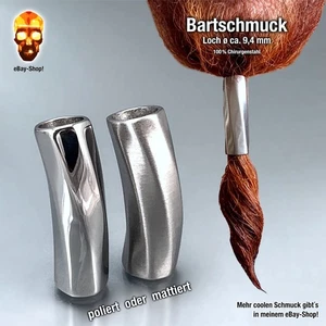 Bartschmuck - Edelstahl poliert oder matt - leicht gebogen - Bartkugel Bartperle - Bild 1 von 6