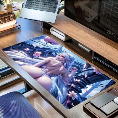 X-Large Anime Fairy Babe Gaming Mouse Pad 28" x 16" Waterproof Non-Slip Desk Mat - Image 1 of 4