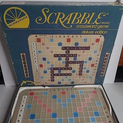 VINTAGE Scrabble Deluxe Edition Complete Tiles Set Turntable 1982 Crossword 71 - Image 1 of 4