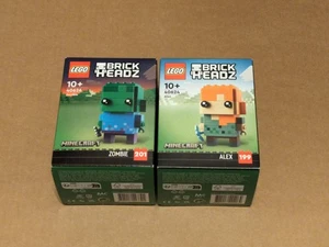 ✅LEGO Minecraft BrickHeadz 40624 Alex 40626 Zombie Brand New Sealed - Picture 1 of 2