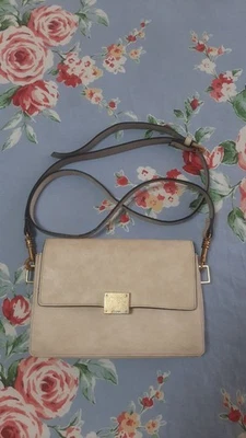 Vintage CELINE Color of Ivory Leather & Suede Rectangular Medium Top Bag W/Strap - Image 1 of 4