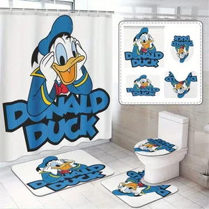 Juego de Cortina de Ducha Pato Donald Alfombrilla Tapa Inodoro Cubierta Resorte Baño Decoración - Imagen 1 de 1