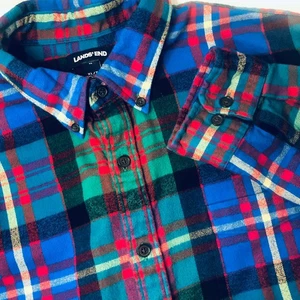 Franela con botones a cuadros multicolor Lands' End para hombre talla XLT 17-17,5 exterior - Imagen 1 de 9